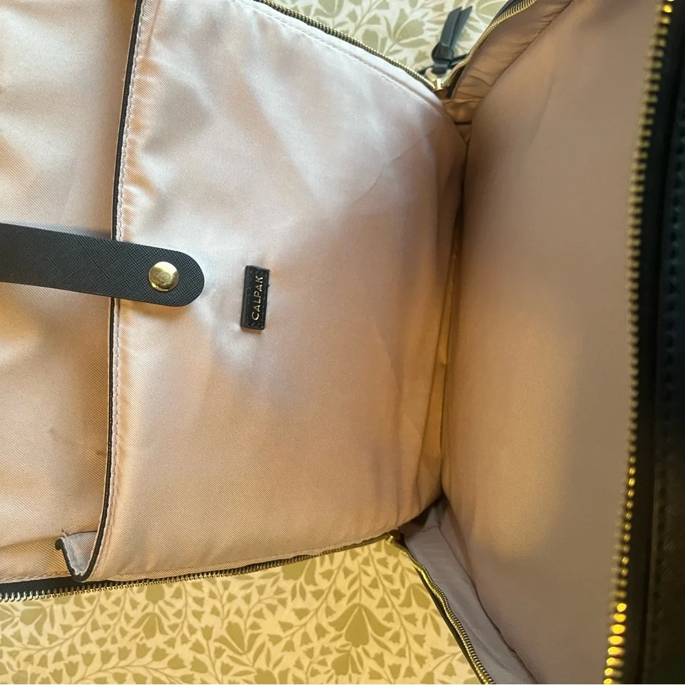 Calpak Black Laptop Backpack with Woven Edge Detail